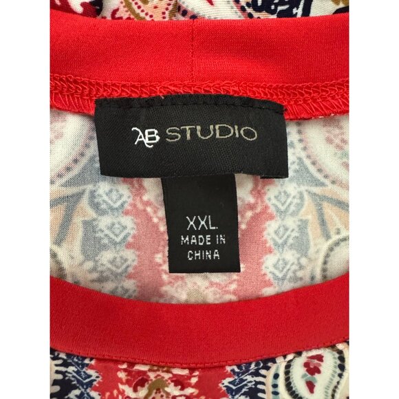 Red Blue Paisley Print Sleeveless Shift Dress w/Pockets Size XXL 2X 20 Plus Size - Picture 5 of 7